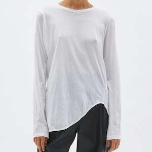 Bassike / Regular Scoop Hem Longsleeve T-Shirt / White