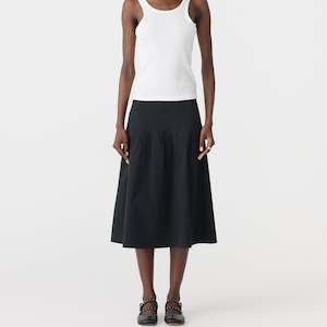 Bassike / Crushed Cotton Pleated Skirt / Black