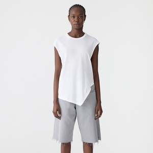 Bassike / Asymmetric Crew Tank / White