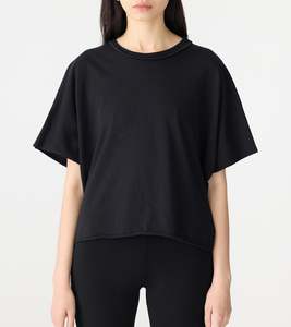 Bassike / Midweight Raw Slouch Boxy Tank / Black