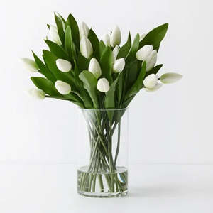 Outdoor: Tulip Mix In Vase / White
