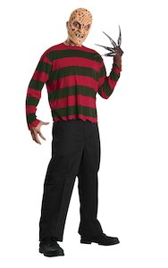 Costumes Starting With F: Freddy Krueger Costume Top & Mask for Adults - Warner Bros Nightmare on Elm St