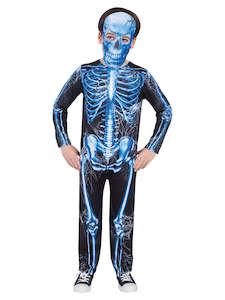 50 And Under: Skeleton Neon Blue Costume for Kids