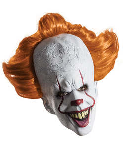 75 And Under: Pennywise Overhead Mask with Attached Hair for Adults - IT Movie 2017