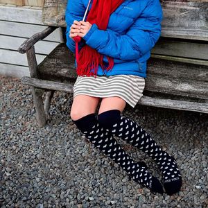 Products: Knee High Merino Socks Hearts, Stripes, Plain - Unisex