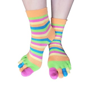 Products: Toe Socks - Peach Stripe, Women's shoe size 3-9