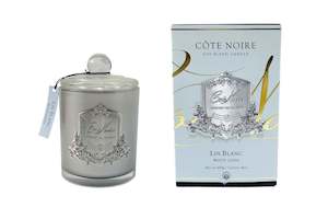450 G: ** HALF PRICE ** Côte Noire 450g Candle - Silver Vessel with Dome Lid - White Linen