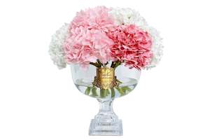 ** DISCONTINUED ** Cote Noire Provence Hydrangea Bouquet - Large Mixed Pink & Gold - PHB02L