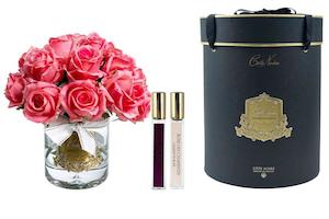 Cote Noire Luxury Grand Rose Bud Bouquet - Peach- Gold Badge - LRB10