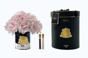 Luxury Twelve Roses: Cote Noire Luxury Grand Bouquet Dark Glass - French Pink - Gold Badge - LTWB03
