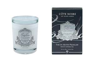 Cote Noire 450g Candle - White Vessel with Silver Badge - French Morning Tea
