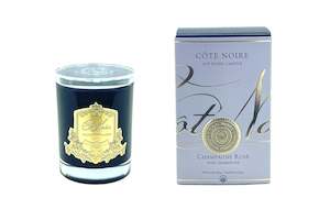 Cote Noire 185g Candle - Dark Vessel with Gold Badge - Pink Champagne