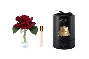 Perfumed Flowers: NEW - Cote Noire - Charente Rose in Carmine Red - Gold/Black Box - CHR04