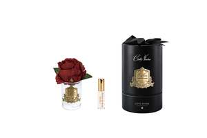Perfumed Flowers: NEW Rose Bud - Clear Glass - Red - Gold Badge/Black Box - RMR44