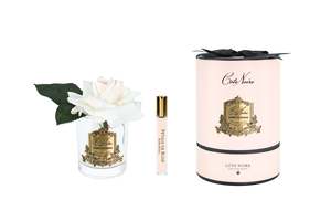 Perfumed Flowers: New Single Rose - Clear Glass - Blush Gold/Pink Box - RMR02