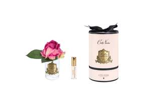 Perfumed Flowers: NEW Rose Bud - Clear Glass - Magenta - Gold Badge/Pink Box - RMR47