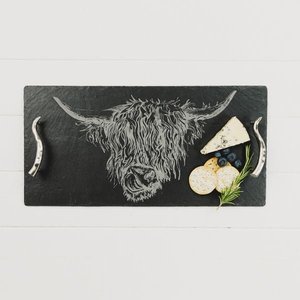 Large Slate Highland Cow Serving Tray – Country Outlook