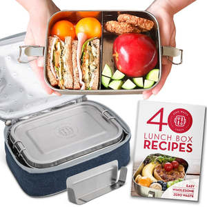 The Gift Collection: Stainless Steel Lunch Box (1200ml) Recipe Book + Cooler Bag