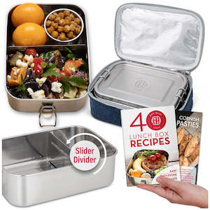 Natural Home: Stainless Steel Lunch Box - Bag & Recipe Book 1200ml - 12 units