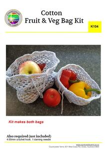 Creative Kits: Creative Kit - 2 Cotton Crochet Fruit & Veg Bags K104