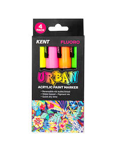 Colouring Drawing: Paint Marker 6mm Nib Fluoro 4pk