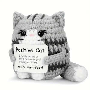 Gift: Crochet Emotional Support Gray Cat