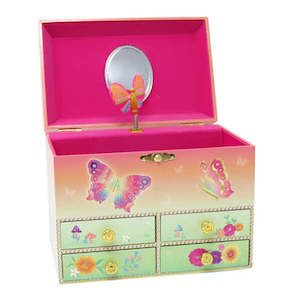 Music Box: PP Rainbow Butterfly Med Musical Jewellery Box