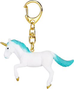 Mojo Rearing Turquoise Unicorn Keychain