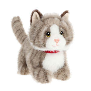 Soft Toys: Keeleco Pouncing Kitty Love Grey