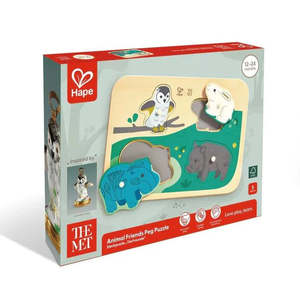 Baby Toddler: Hape The Met Animal Friends Peg Puzzle
