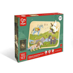 Baby Toddler: Hape The Met Majestic Animals Peg Puzzle