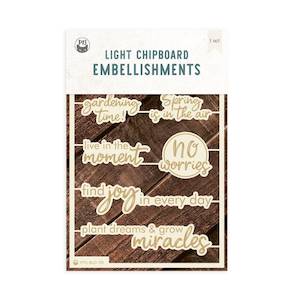 P13 Scrapbook Papers: Chipboard Pieces - Sayings : Breathe & Bloom (P13)