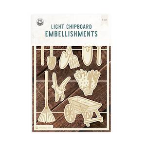 P13 Scrapbook Papers: Chipboard Pieces - Gardening : Breathe & Bloom (P13)