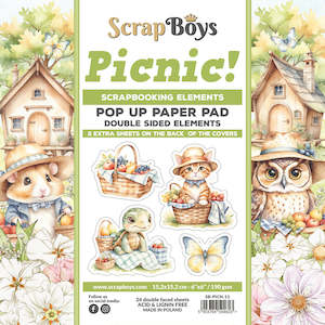 Scrap Boys Pop Up Paper Pads New: PICN-PU : Picnic - 6 x 6 POP Up Paper Pad