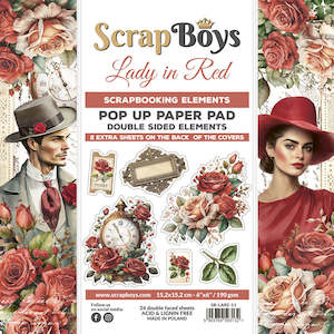 Scrap Boys Pop Up Paper Pads New: LARE-PU : Lady in Red - 6 x 6 POP Up Paper Pad