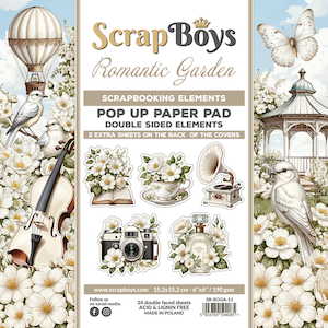 Scrap Boys Pop Up Paper Pads New: ROGA-PU : Romantic Garden - 6 x 6 POP Up Paper Pad