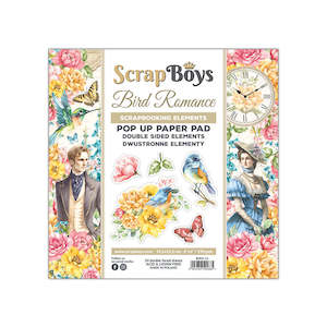 Scrap Boys Pop Up Paper Pads New: BIRO-PU : Bird Romance - Pop up Paper Pad 6" x 6"