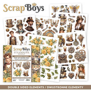 Scrap Boys Pop Up Paper Pads New: STJO-PU : Steampunk Journey - 6 x 6 POP Up Paper Pad