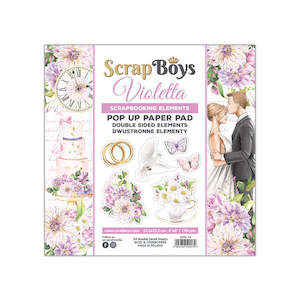 Scrap Boys Pop Up Paper Pads New: VIOL-PU : Violetta - Pop up Paper Pad 6" x 6"