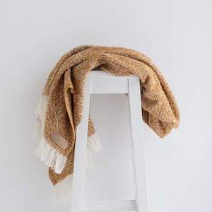 New Zealand Made Throws Blankets: Mustard Wool Twill Throw | NZ