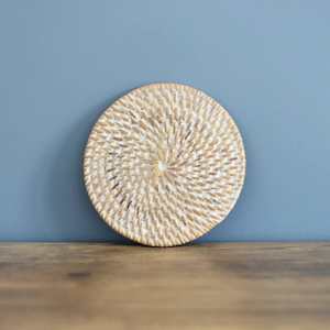 White Rattan Coaster