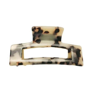 Premium Oversized Acetate Rectangle Hair Claw | Light Turtle