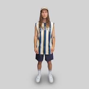 Summer Festival Wear: Mens Varsity Stripe Muscle Singlet
