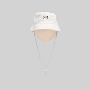 10 New: Unisex Scripted Bucket Hat White