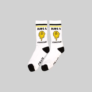 Socks: White Have a Crate Day Sock