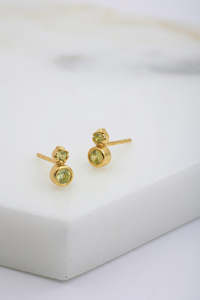 Jewellery: Marnie Mini Stud Earring - Green -925 Sterling Silver