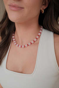 Jewellery: Valentina Necklace - Rouge & Pink - Gold