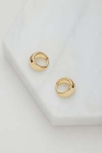 Jewellery: Steph Hoop Small Mini Huggy - Gold
