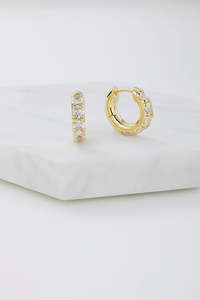 Jewellery: Hope Hoop - Gold - Crystal Earring