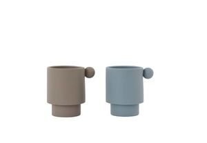 OYOY Living Design: Tiny Inka Cup, Pack of 2 - Dusty Blue / Clay